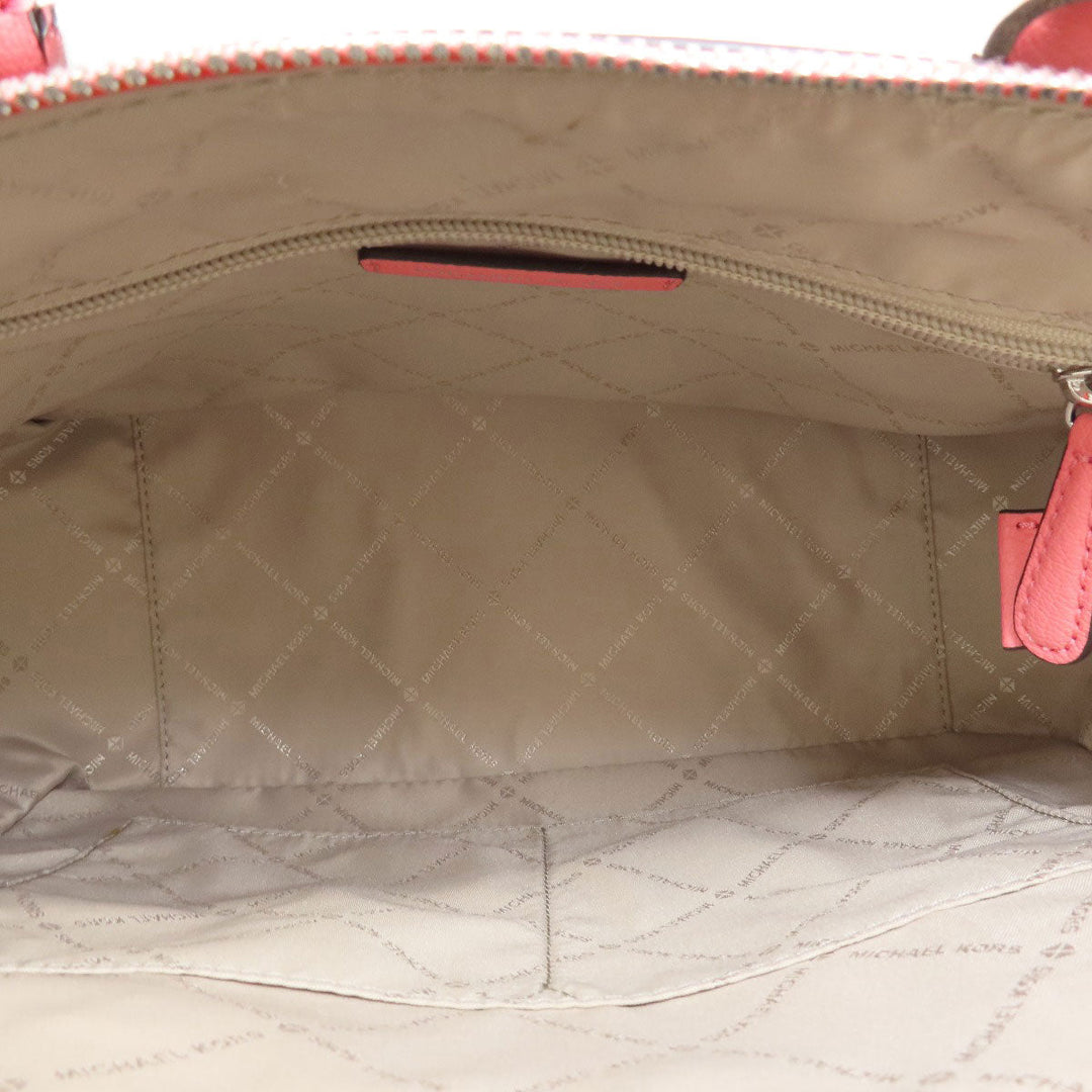 MICHAEL KORS Handbag Leather, Coated Canvas Brown MK Signature 2WAY Women Used Authentic