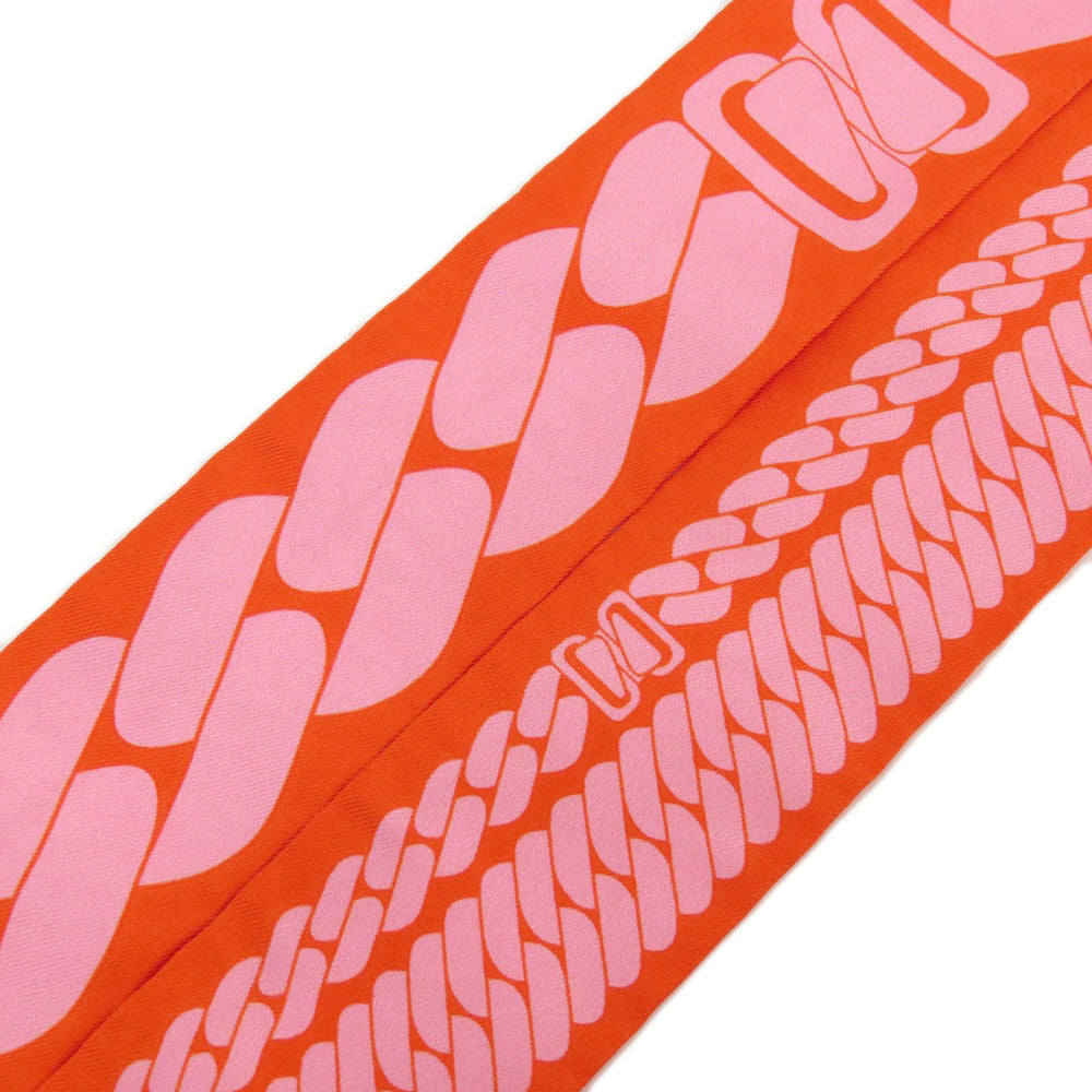 HERMES scarf silk Orange Twilly Women Used Authentic