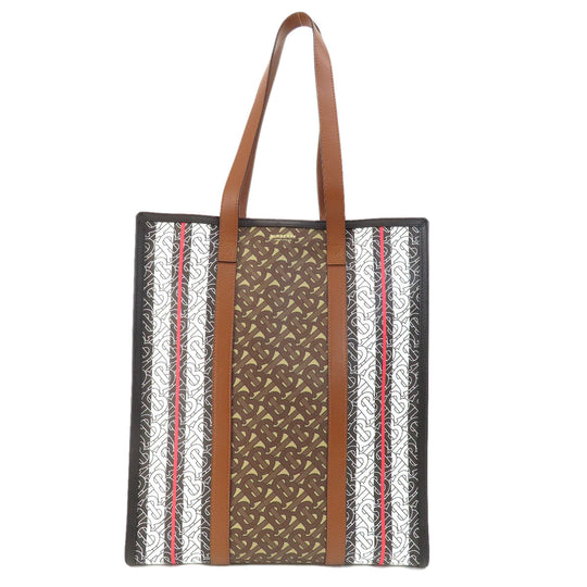 BURBERRY Tote Bag PVC Brown logo stripe unisex(Unisex) Used Authentic