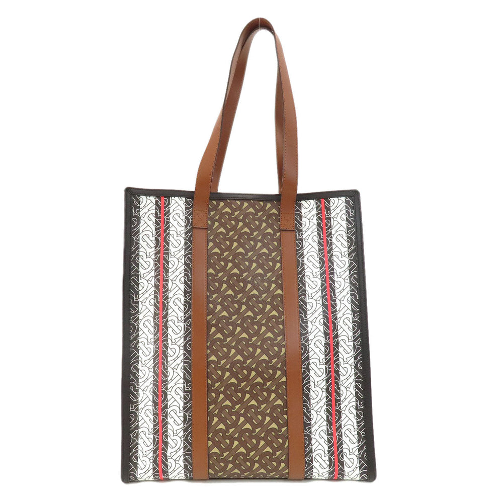 BURBERRY Tote Bag PVC Brown logo stripe unisex(Unisex) Used Authentic