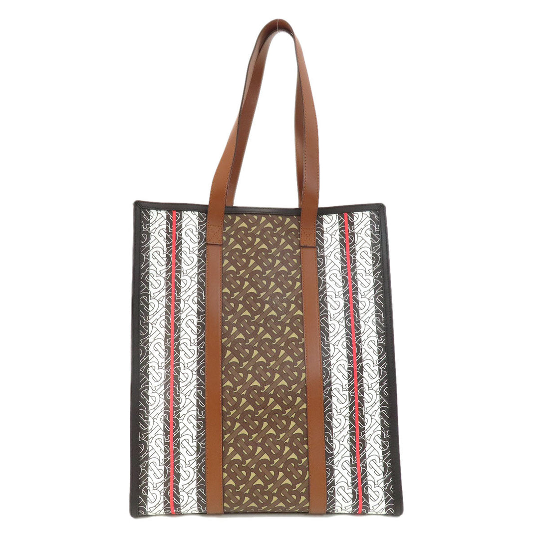 BURBERRY Tote Bag PVC Brown logo stripe unisex(Unisex) Used Authentic