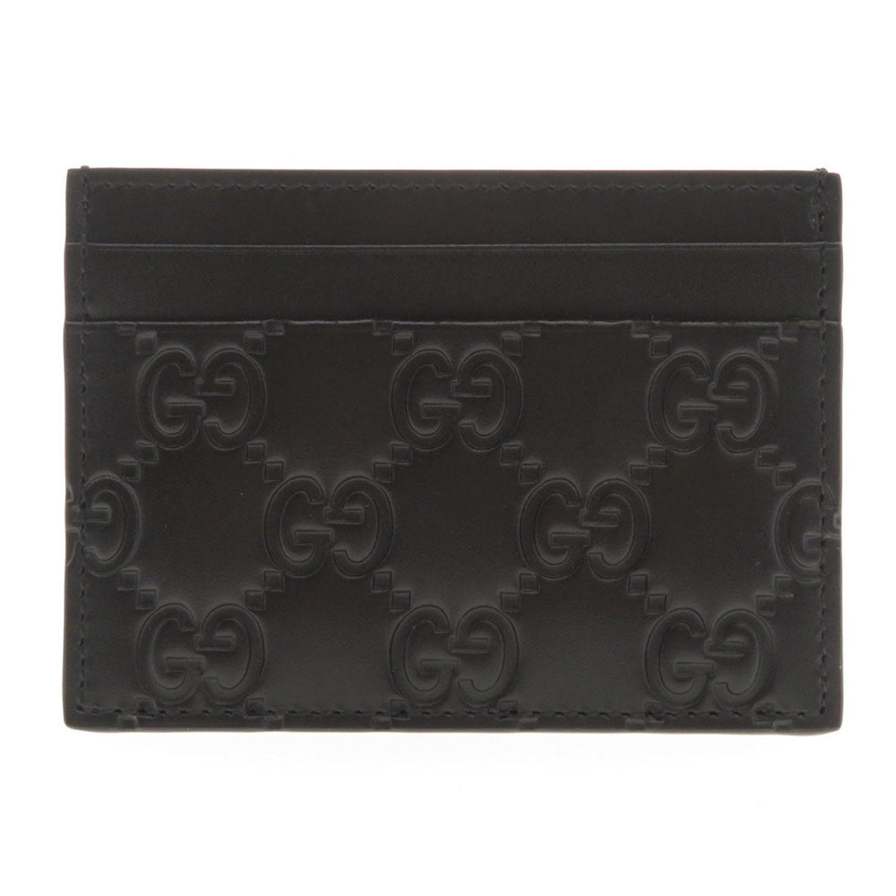 GUCCI Card Case 233166 Calfskin black GG Shima mens Used Authentic