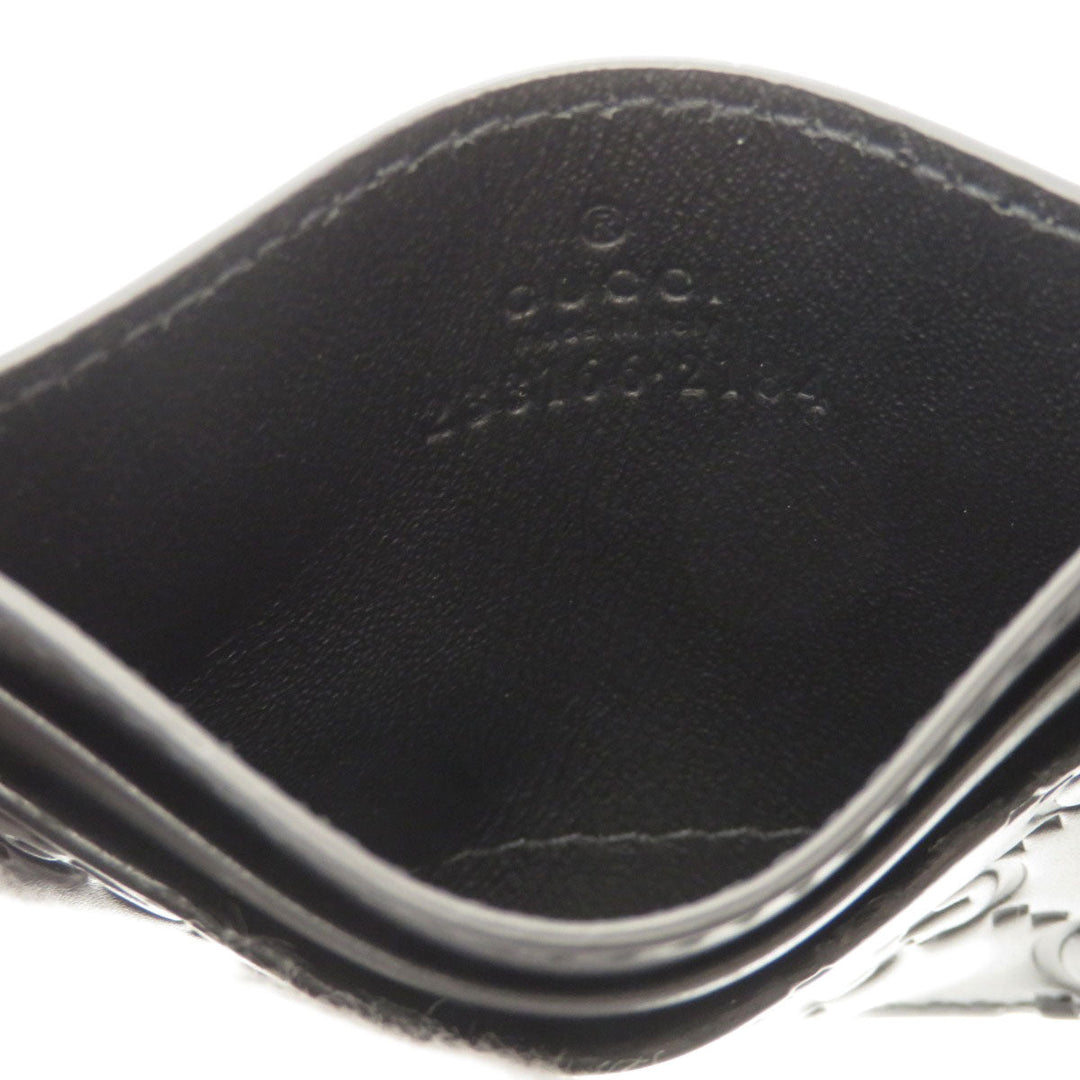 GUCCI Card Case 233166 Calfskin black GG Shima mens Used Authentic