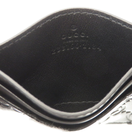 GUCCI Card Case 233166 Calfskin black GG Shima mens Used Authentic