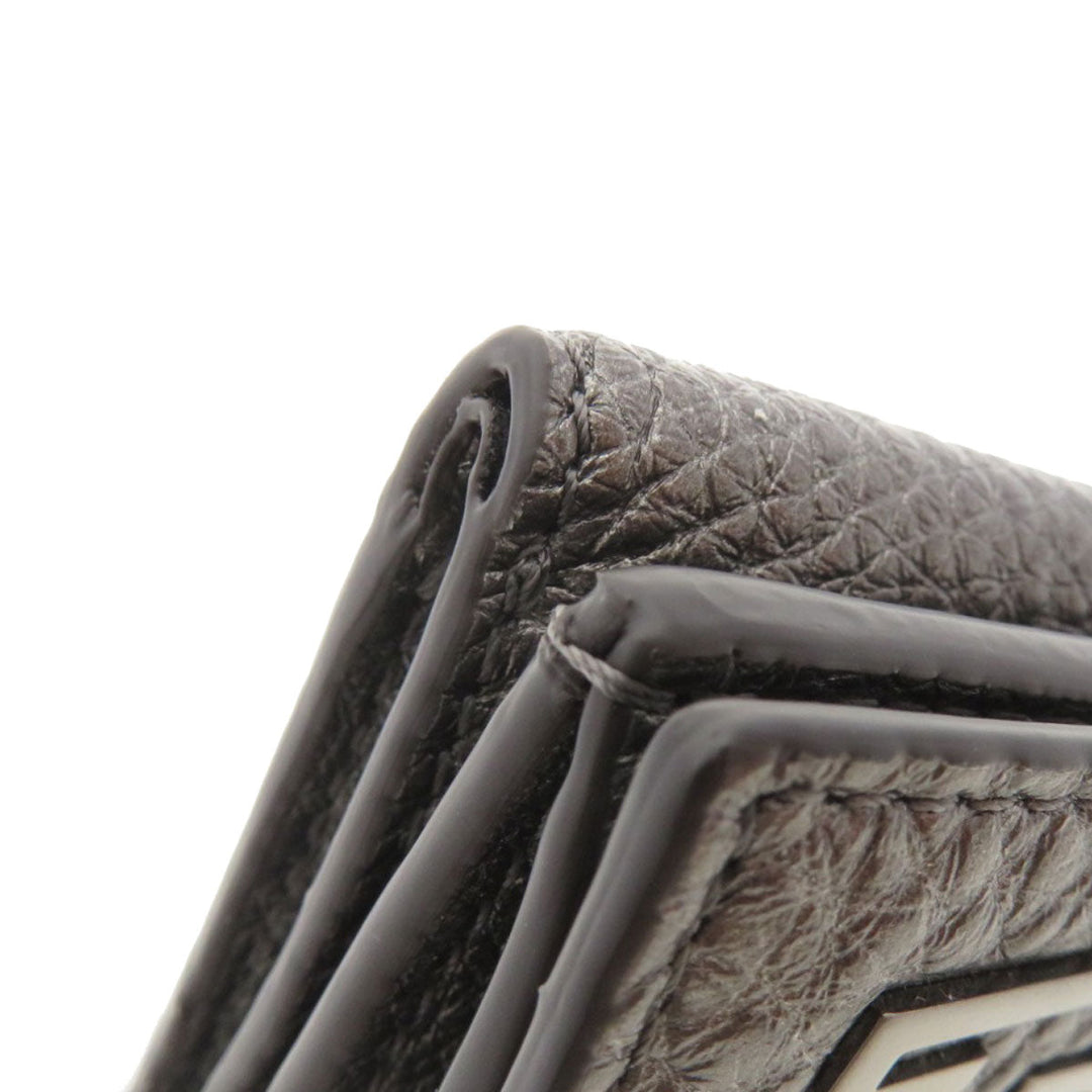 FENDI Bifold Wallet 7M0280 Calfskin gray Mini wallet tri-fold baguette mens Used Authentic