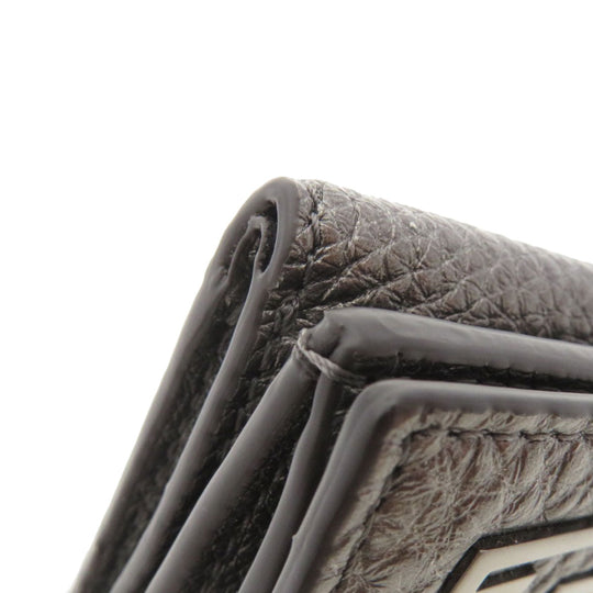FENDI Bifold Wallet 7M0280 Calfskin gray Mini wallet tri-fold baguette mens Used Authentic