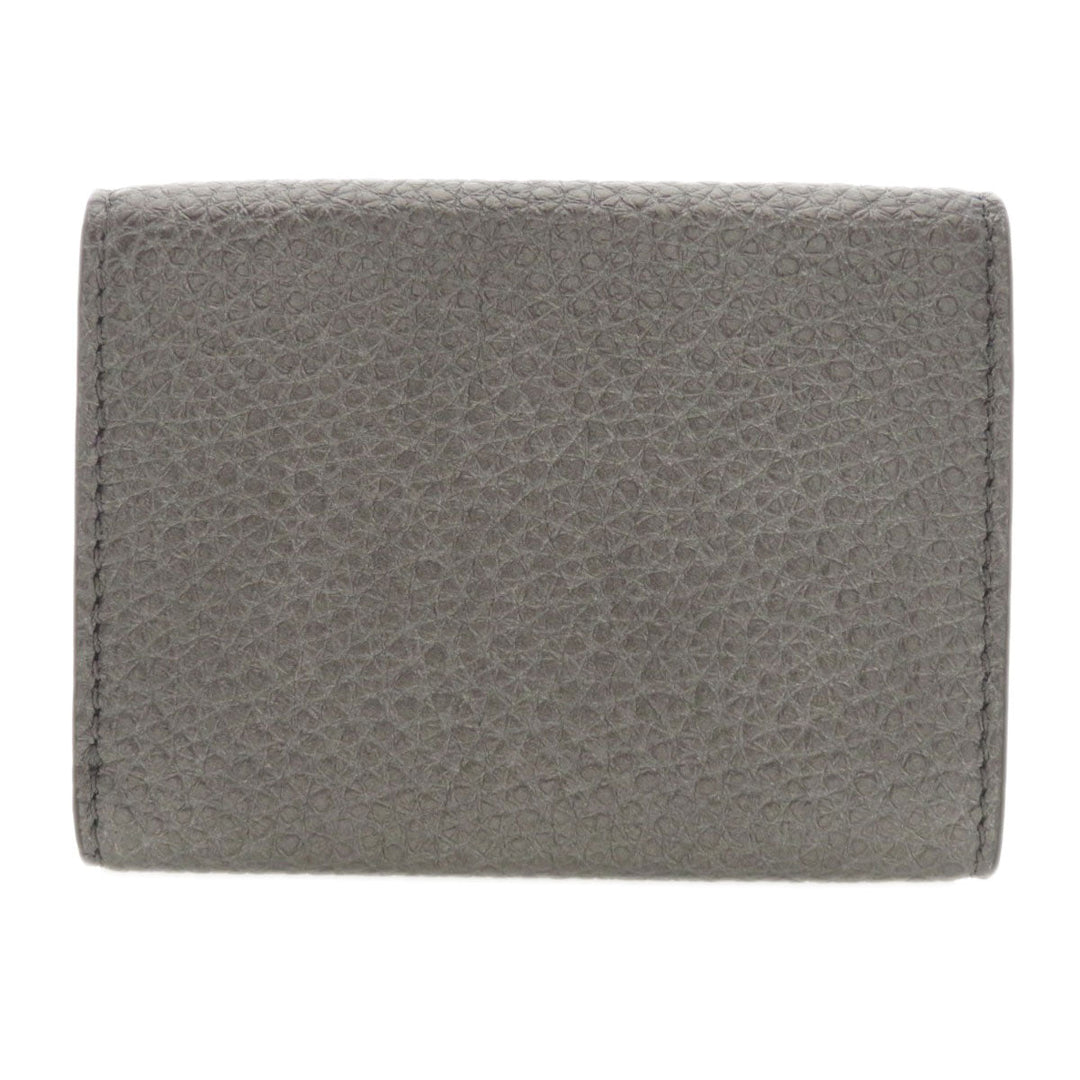 FENDI Bifold Wallet 7M0280 Calfskin gray Mini wallet tri-fold baguette mens Used Authentic