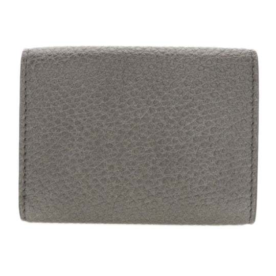 FENDI Bifold Wallet 7M0280 Calfskin gray Mini wallet tri-fold baguette mens Used Authentic