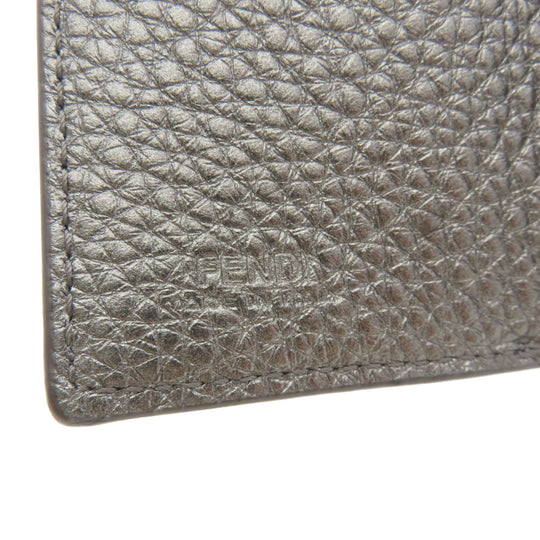 FENDI Bifold Wallet 7M0280 Calfskin gray Mini wallet tri-fold baguette mens Used Authentic