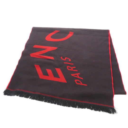 Givenchy Scarf wool black Logo motif Women Used Authentic