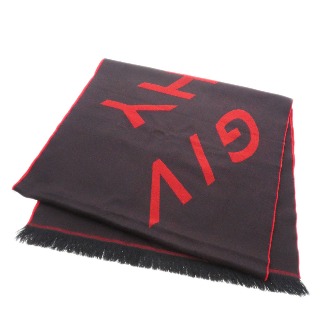Givenchy Scarf wool black Logo motif Women Used Authentic