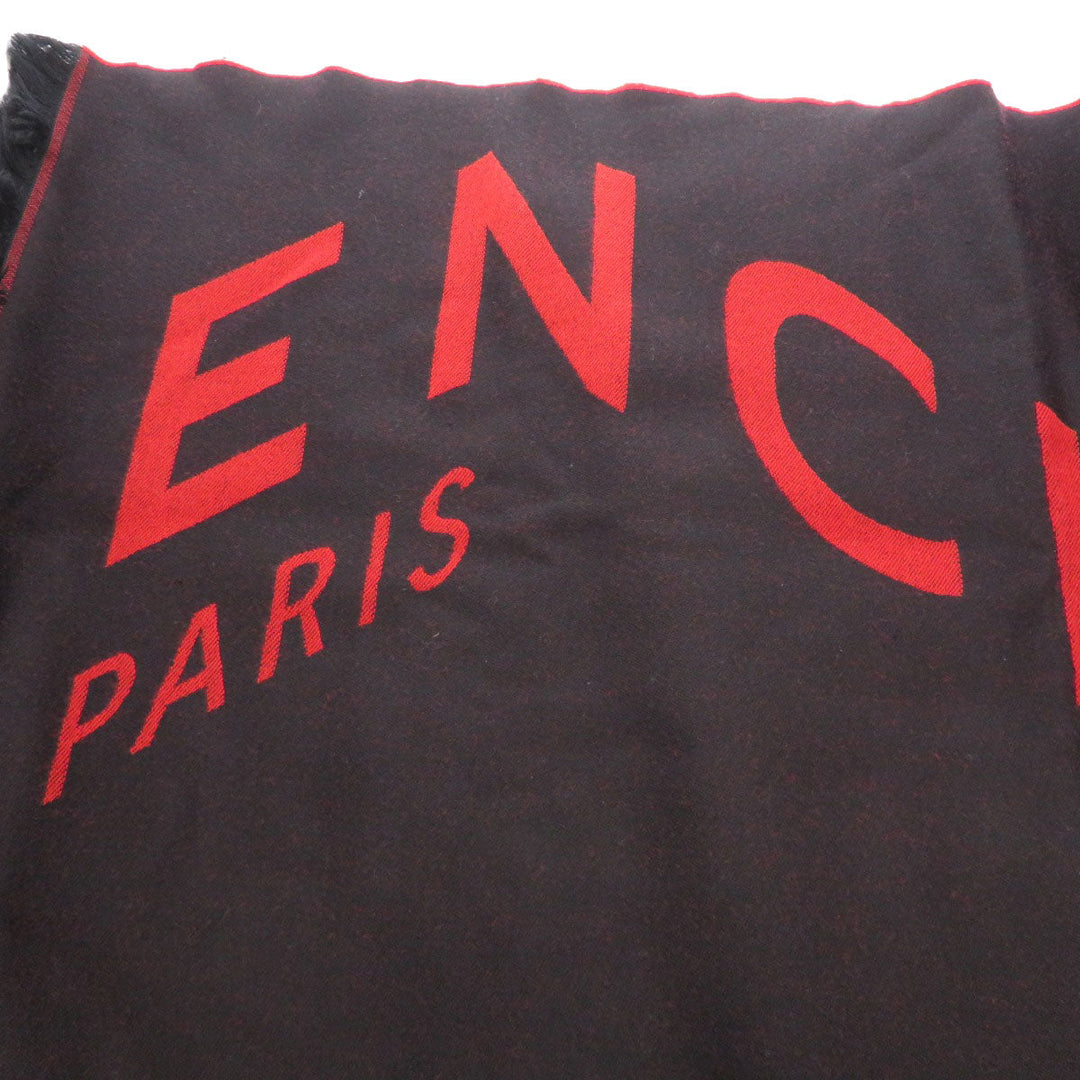 Givenchy Scarf wool black Logo motif Women Used Authentic