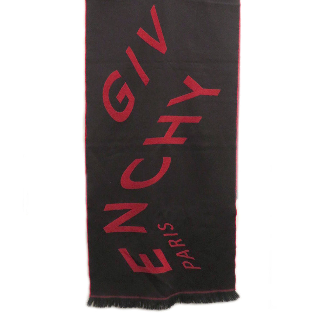 Givenchy Scarf wool black Logo motif Women Used Authentic