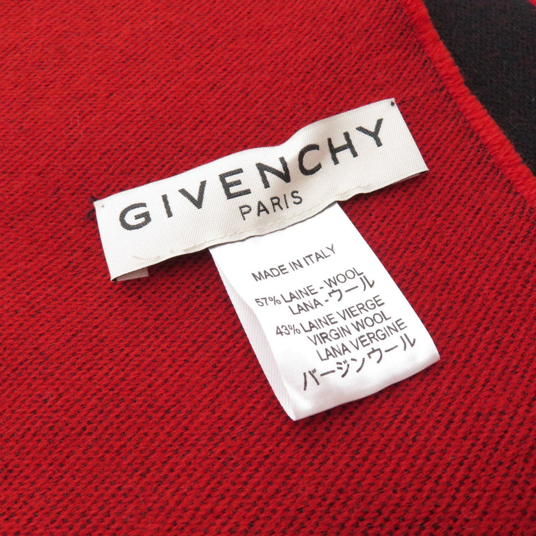 Givenchy Scarf wool black Logo motif Women Used Authentic