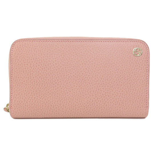 GUCCI Long Wallet Purse 449347 leather pink Interlocking G outlet Women Used Authentic