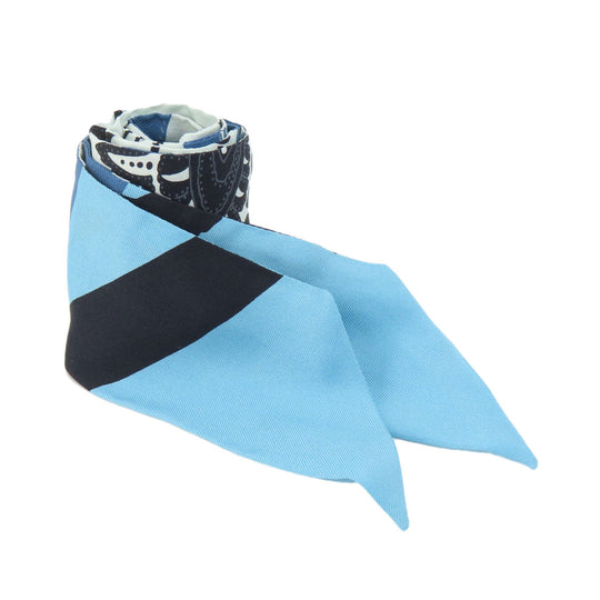 HERMES scarf silk blue Twilly Women Used Authentic