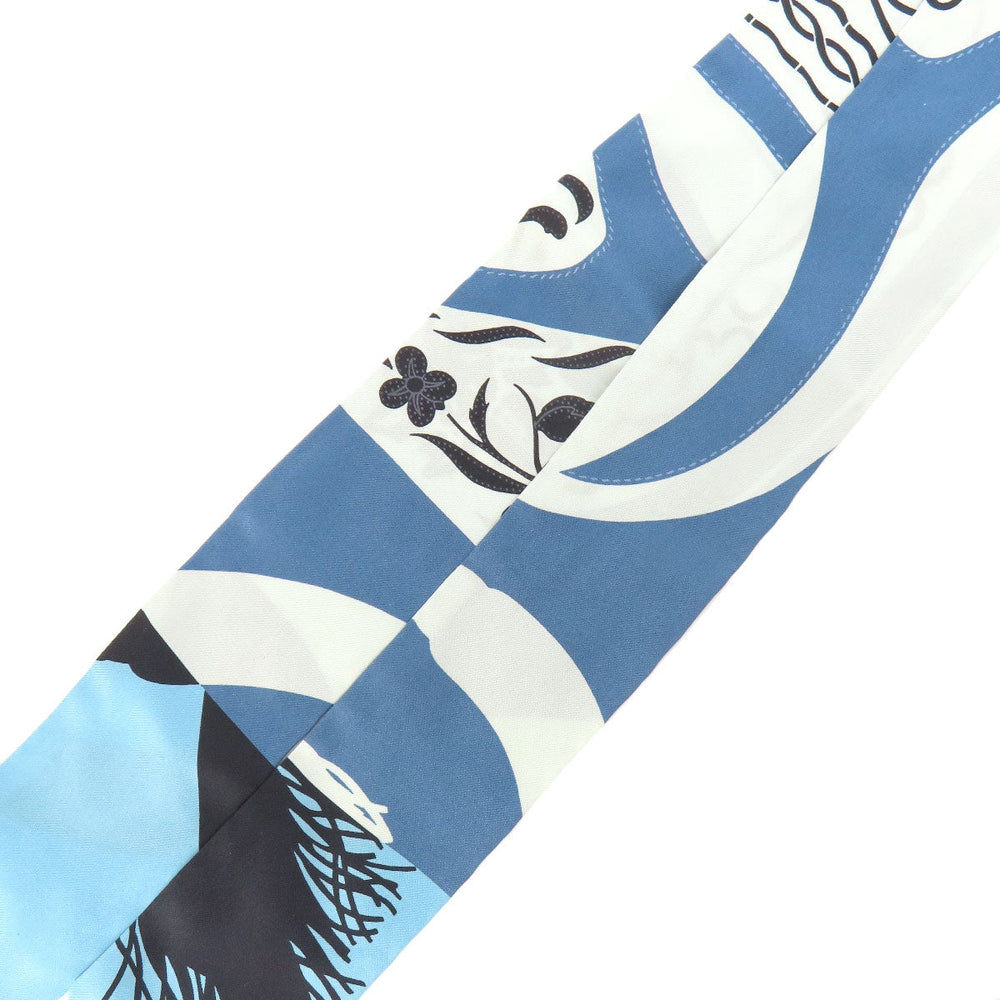 HERMES scarf silk blue Twilly Women Used Authentic