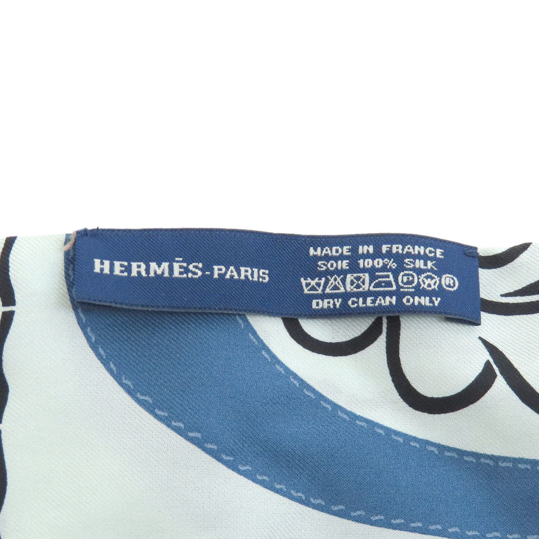 HERMES scarf silk blue Twilly Women Used Authentic