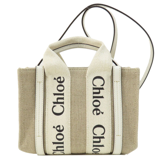 Chloe Shoulder Bag canvas Brown Mini Woody 2WAY Women Used Authentic
