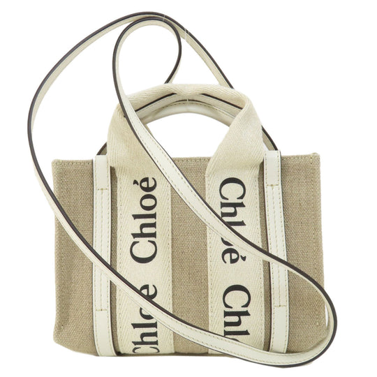 Chloe Shoulder Bag canvas Brown Mini Woody 2WAY Women Used Authentic