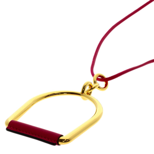 HERMES Necklace metallic pink Eritage Equestre GM Women Used Authentic