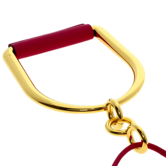 HERMES Necklace metallic pink Eritage Equestre GM Women Used Authentic