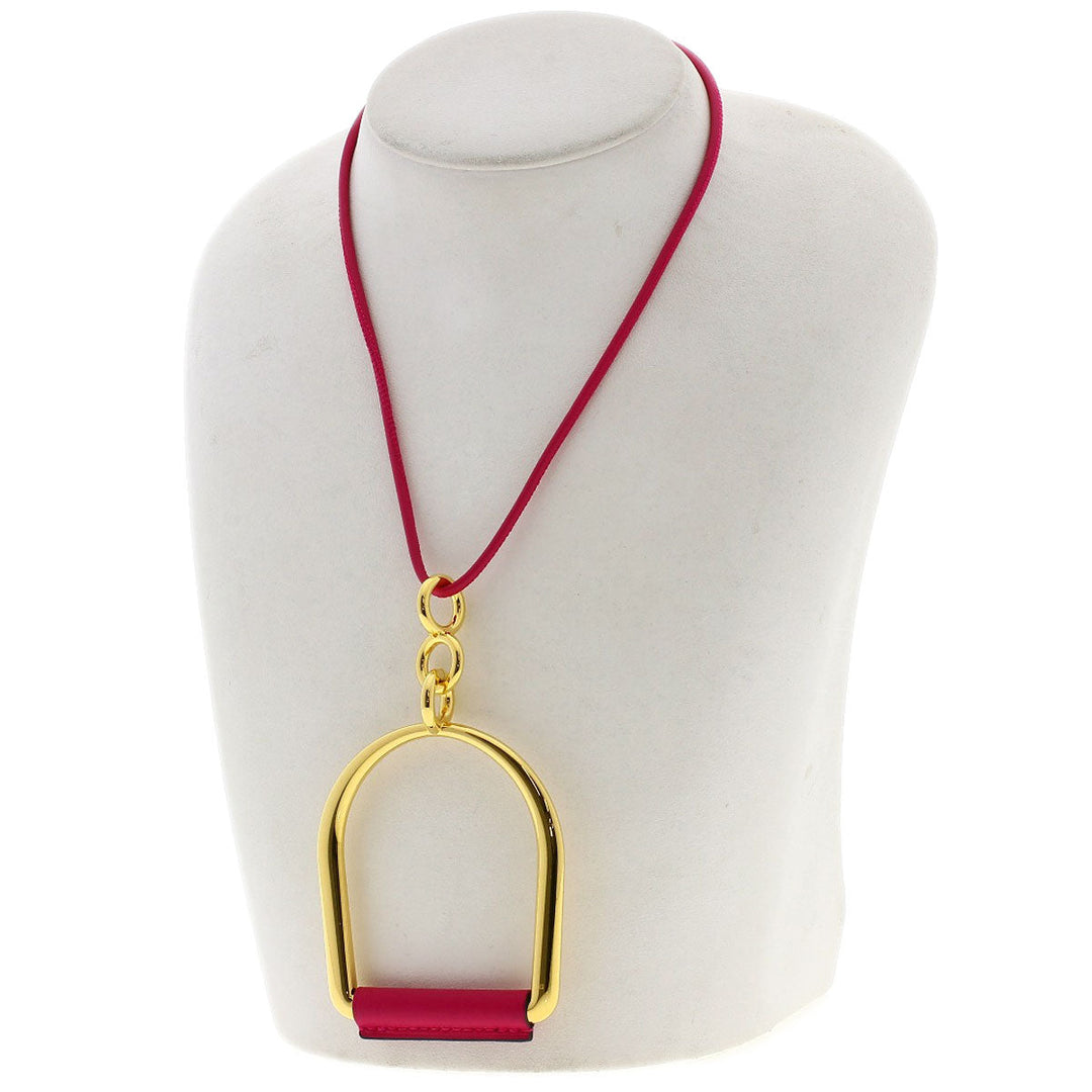 HERMES Necklace metallic pink Eritage Equestre GM Women Used Authentic