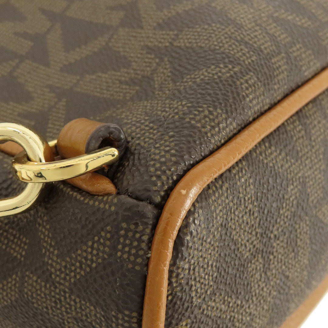 MICHAEL KORS Backpack PVC Brown MK signature Women Used Authentic