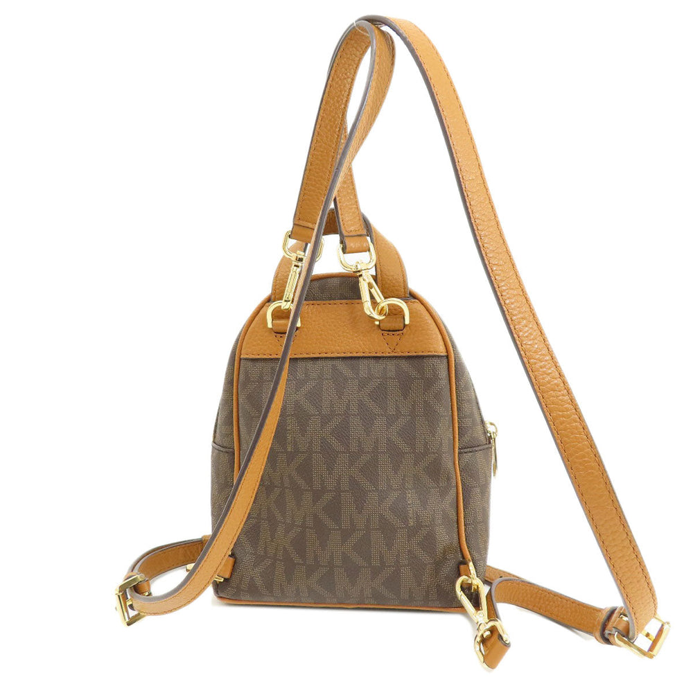 MICHAEL KORS Backpack PVC Brown MK signature Women Used Authentic