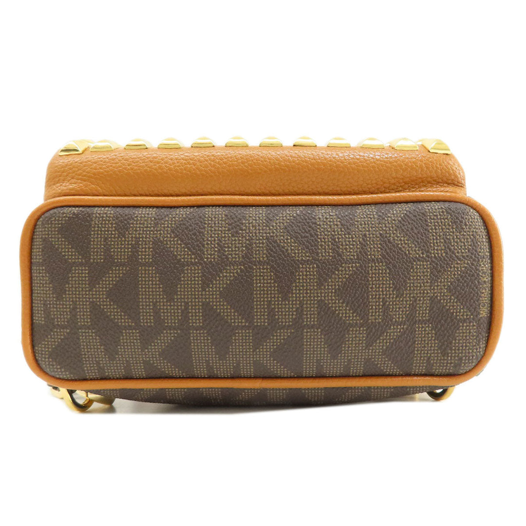 MICHAEL KORS Backpack PVC Brown MK signature Women Used Authentic