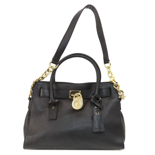 MICHAEL KORS Tote Bag leather black logo 2WAY Women Used Authentic