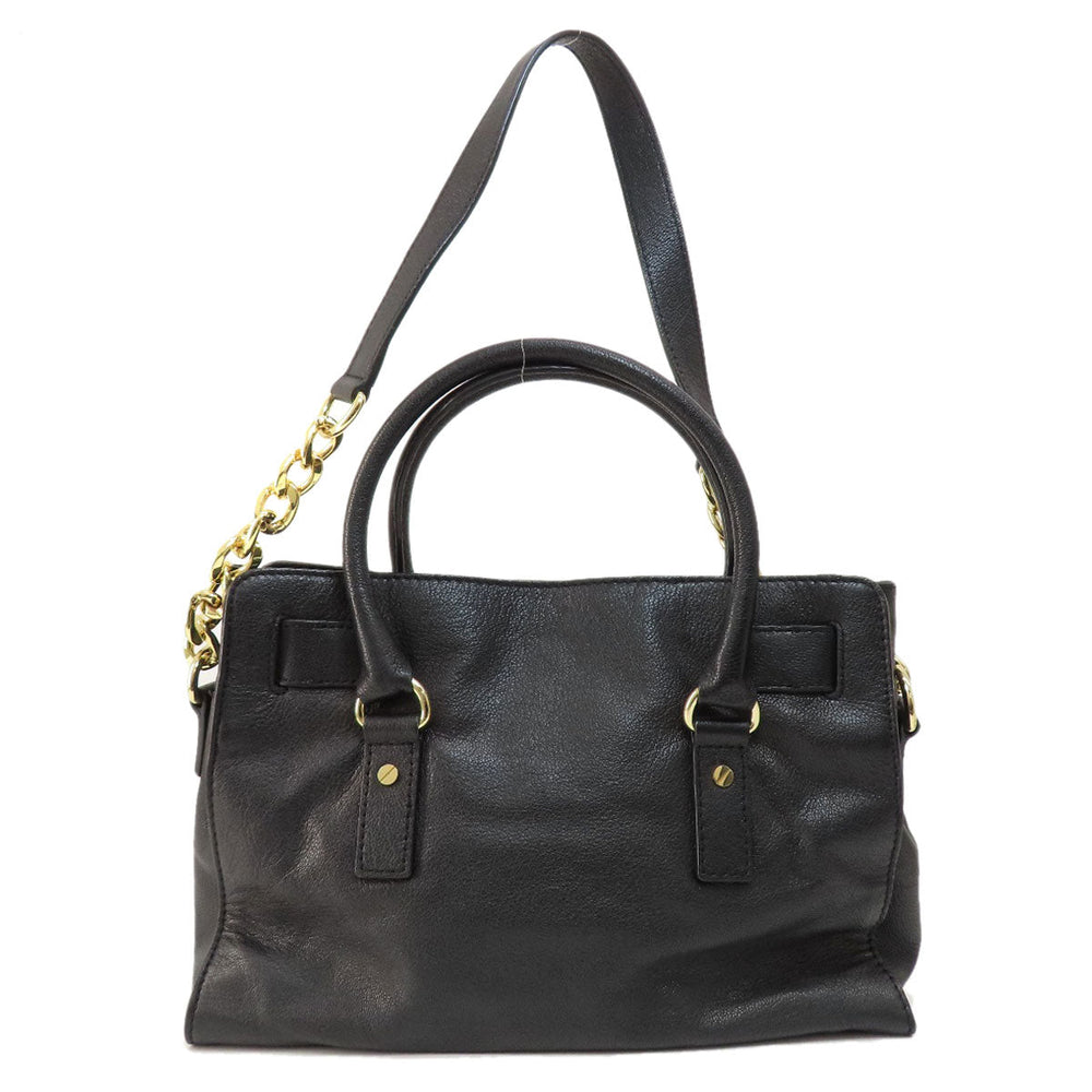 MICHAEL KORS Tote Bag leather black logo 2WAY Women Used Authentic