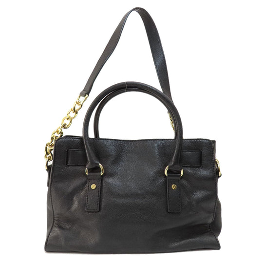 MICHAEL KORS Tote Bag leather black logo 2WAY Women Used Authentic