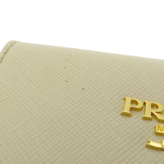 PRADA Key case Key holder  1M0222 leather white Logo motif Sera Women Used Authentic