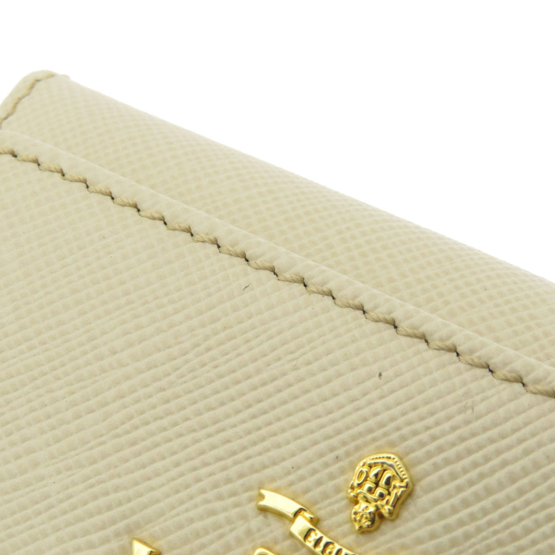 PRADA Key case Key holder  1M0222 leather white Logo motif Sera Women Used Authentic