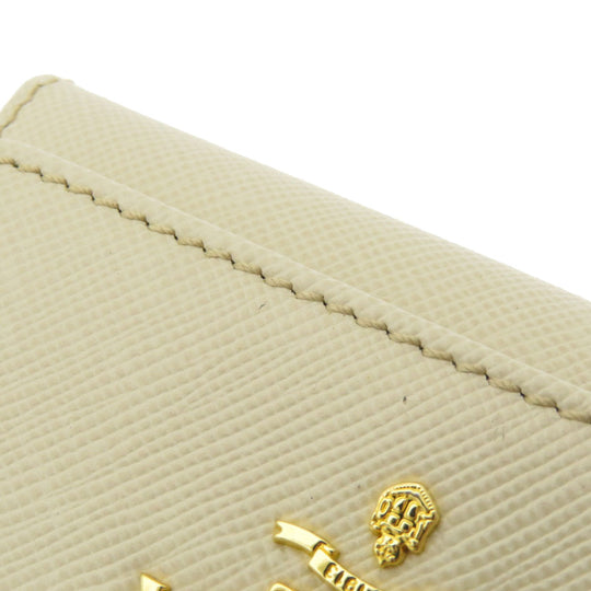 PRADA Key case Key holder  1M0222 leather white Logo motif Sera Women Used Authentic