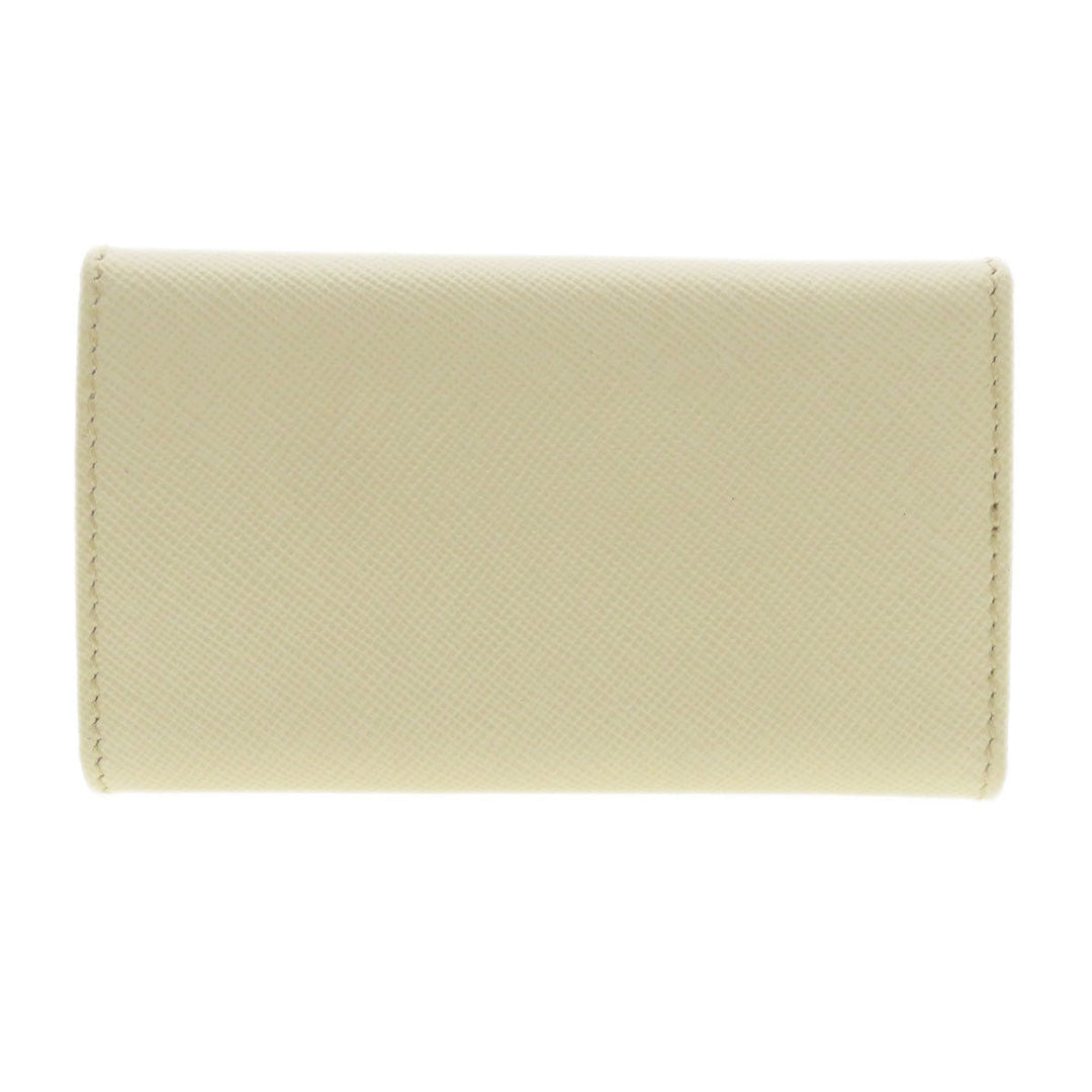 PRADA Key case Key holder  1M0222 leather white Logo motif Sera Women Used Authentic