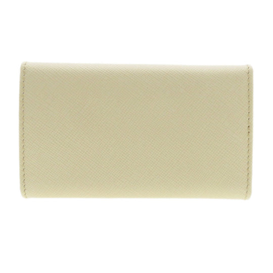 PRADA Key case Key holder  1M0222 leather white Logo motif Sera Women Used Authentic