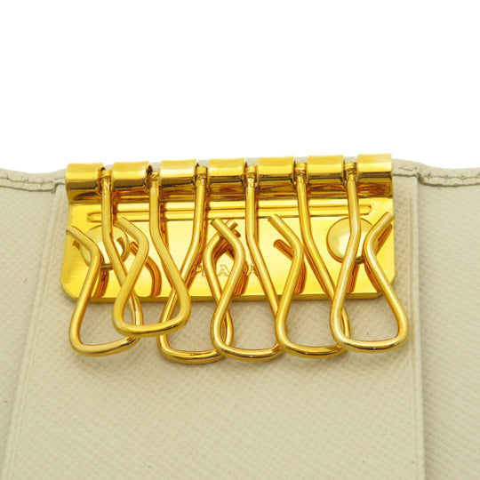 PRADA Key case Key holder  1M0222 leather white Logo motif Sera Women Used Authentic