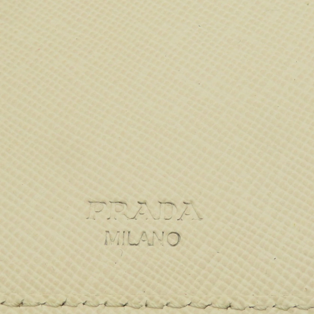 PRADA Key case Key holder  1M0222 leather white Logo motif Sera Women Used Authentic
