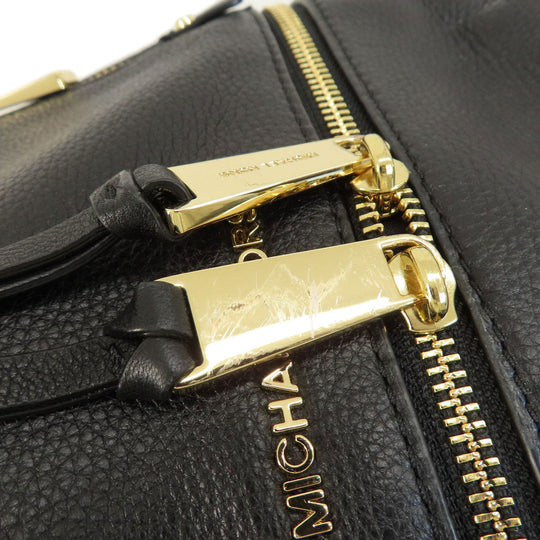 MICHAEL KORS Backpack leather black logoMetal Women Used Authentic
