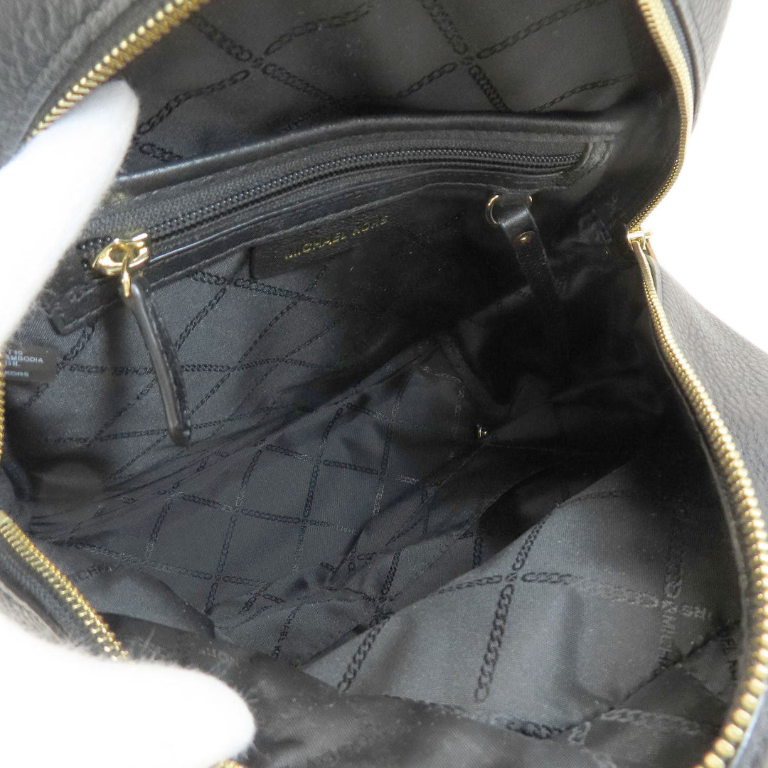 MICHAEL KORS Backpack leather black logoMetal Women Used Authentic
