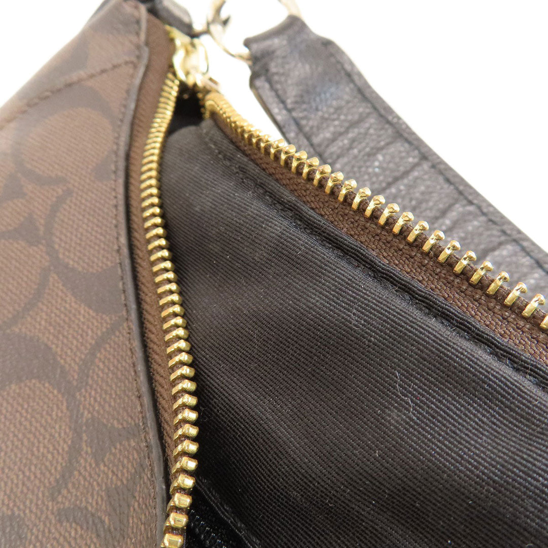 COACH Shoulder Bag F34899 PVC, Leather Brown one belt signature Women Used Authentic