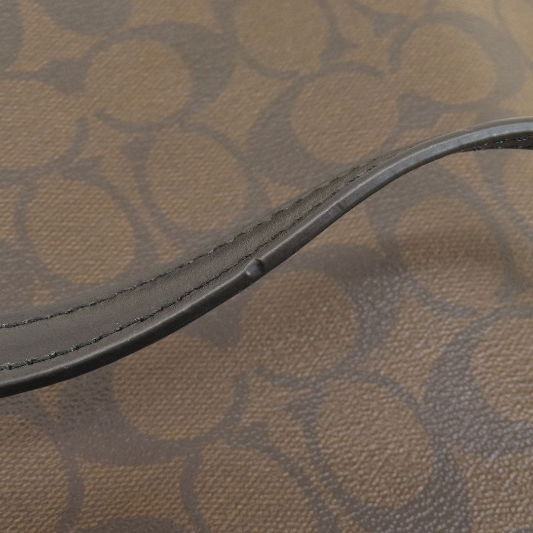 COACH Shoulder Bag F29210 PVC Brown Signature Women Used Authentic