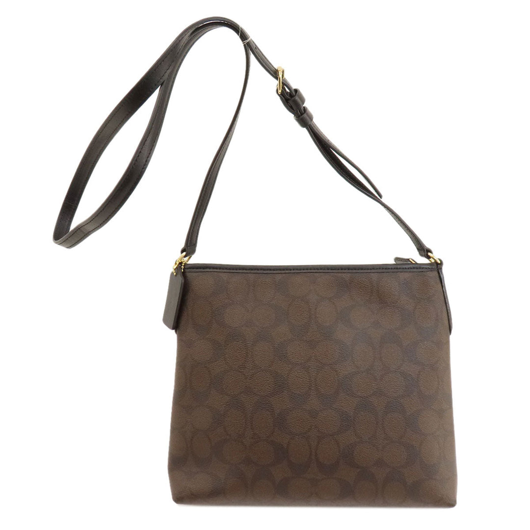 COACH Shoulder Bag F29210 PVC Brown Signature Women Used Authentic