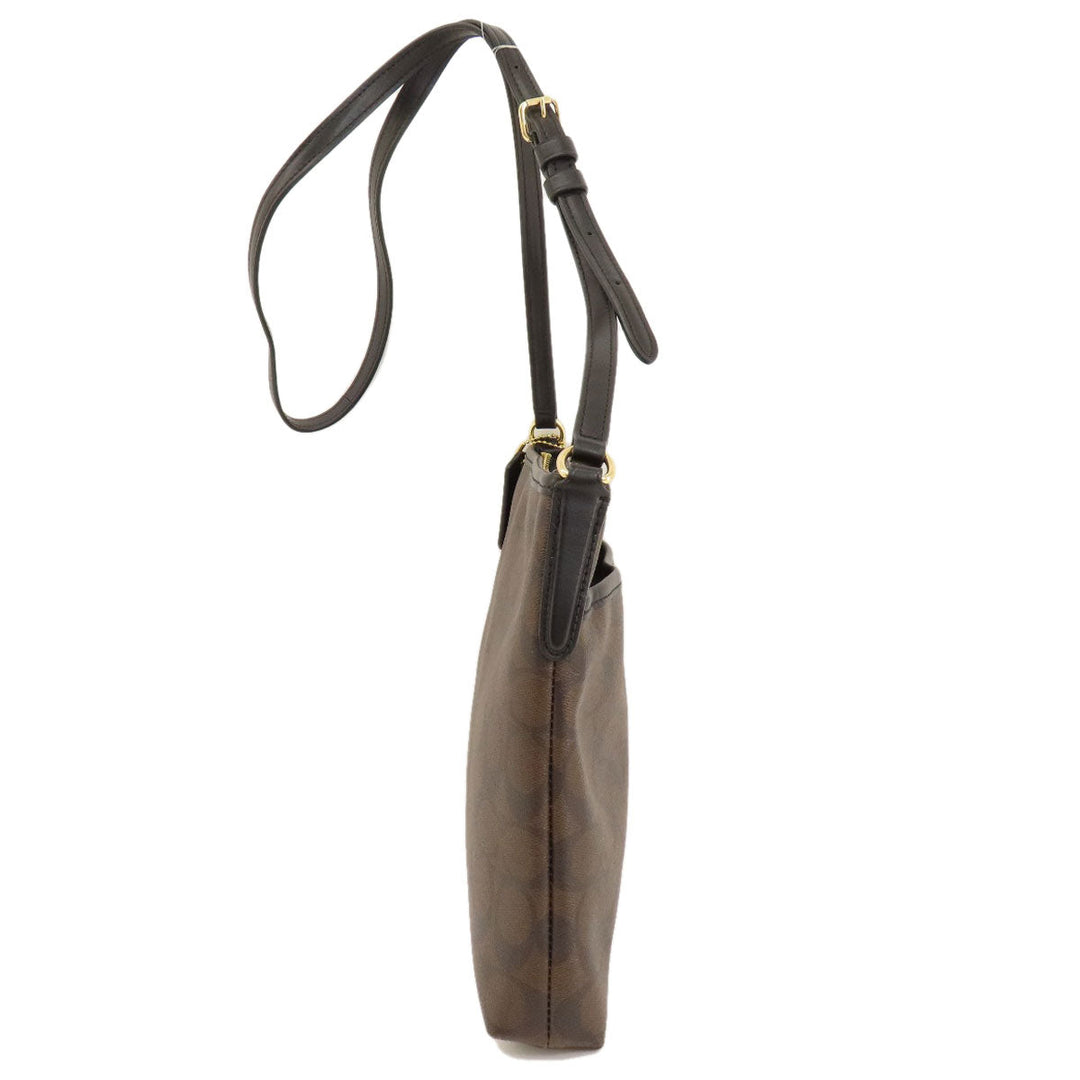 COACH Shoulder Bag F29210 PVC Brown Signature Women Used Authentic