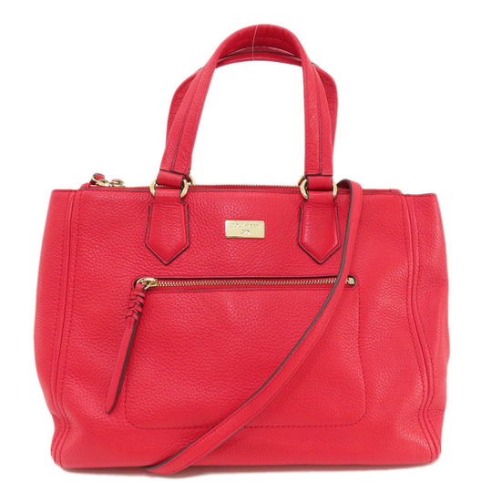 COLE HAAN Tote Bag leather Red logoMetal 2WAY