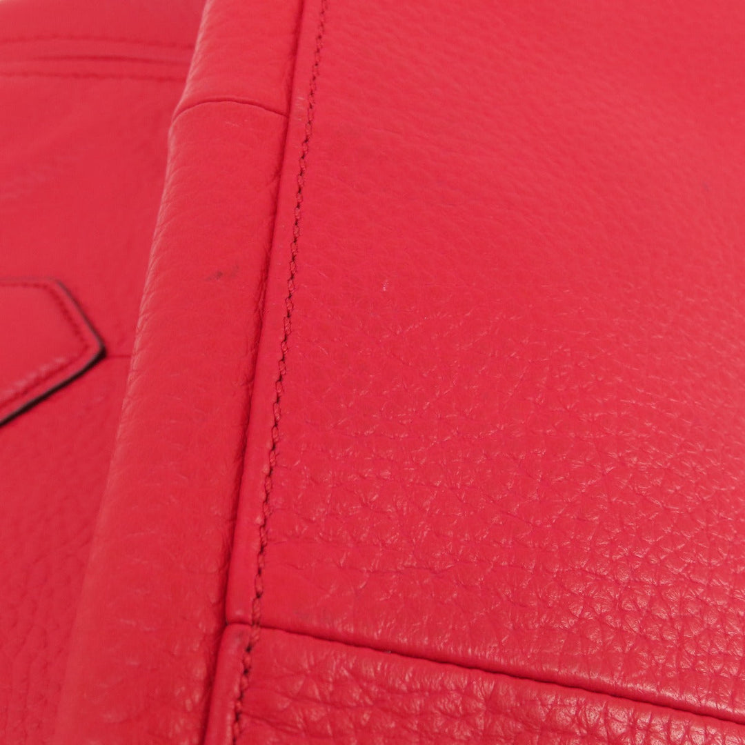 COLE HAAN Tote Bag leather Red logoMetal 2WAY