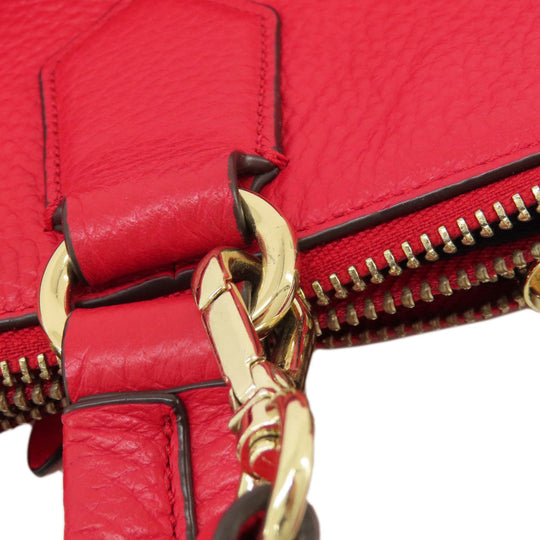 COLE HAAN Tote Bag leather Red logoMetal 2WAY