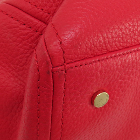 COLE HAAN Tote Bag leather Red logoMetal 2WAY